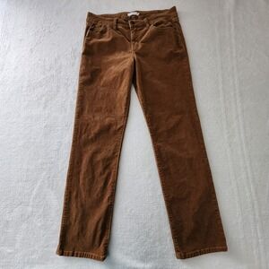 Corduroy Pants Womens 12 Brown W32 L31 Straight Leg Stretch Hipster Earthy Fall